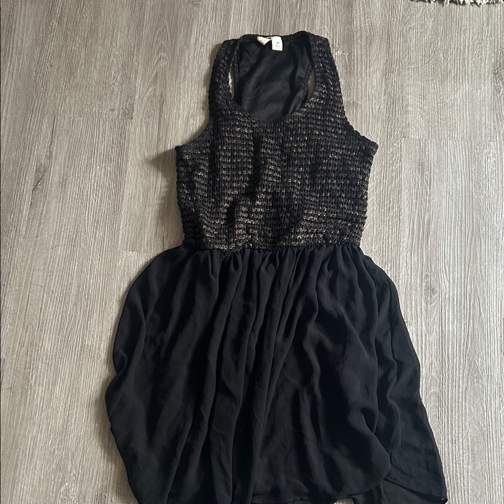 Black Textured Bodice Sleeveless Dress